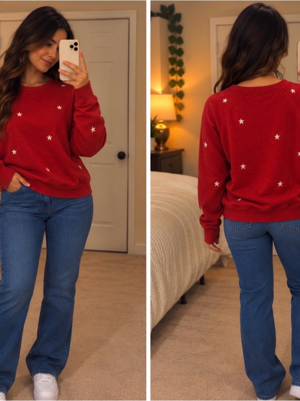 Universal Thread Red Star Embroidered Crewneck Sweatshirt